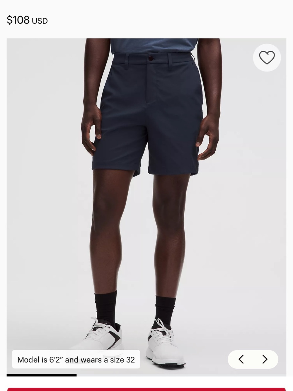 lululemon athletica Men's Dark Navy Flat-Front Performance Shorts